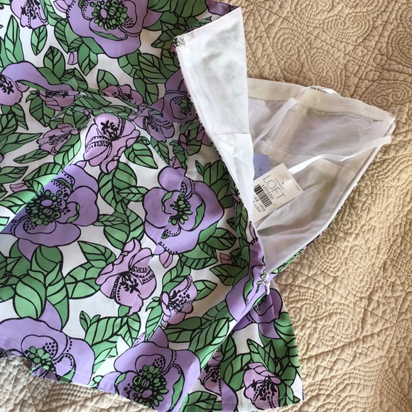 NWT Ann Taylor Loft Strapless Sleeveless Purple Flowers Lined Top 4 Petite 4 P - Picture 8 of 8